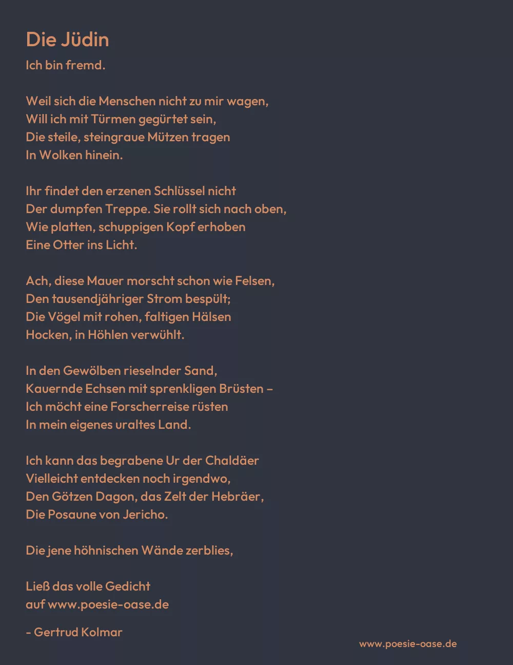 Gedicht: Die Jüdin von Gertrud Kolmar