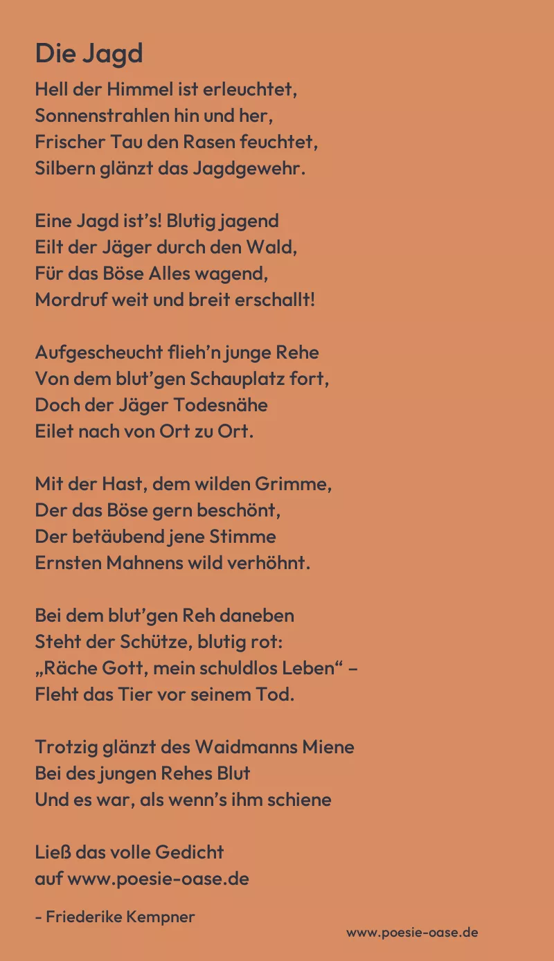 Gedicht: Die Jagd von Friederike Kempner