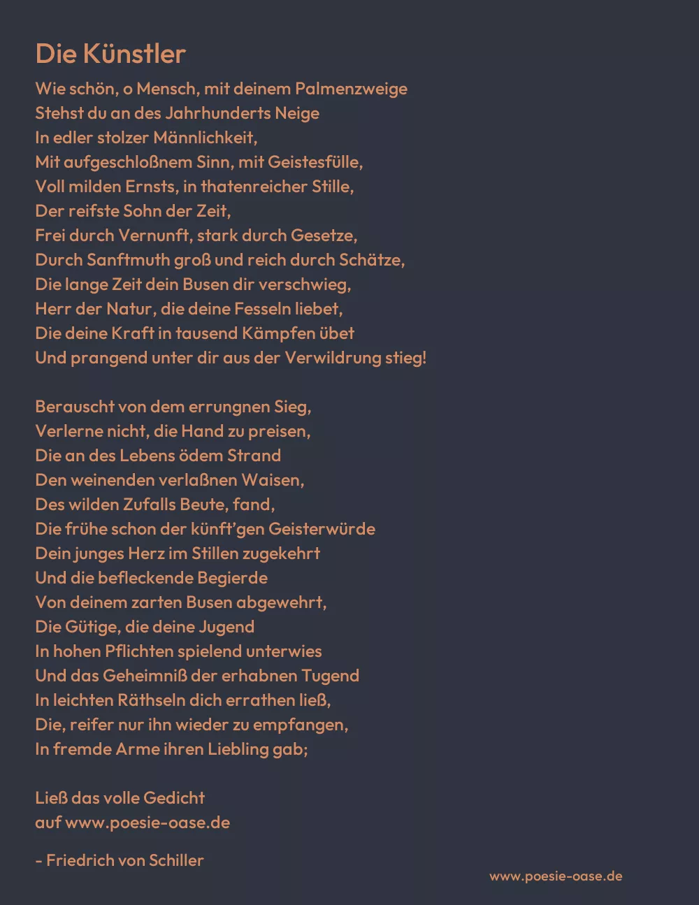 Gedicht: Die Künstler von Friedrich von Schiller