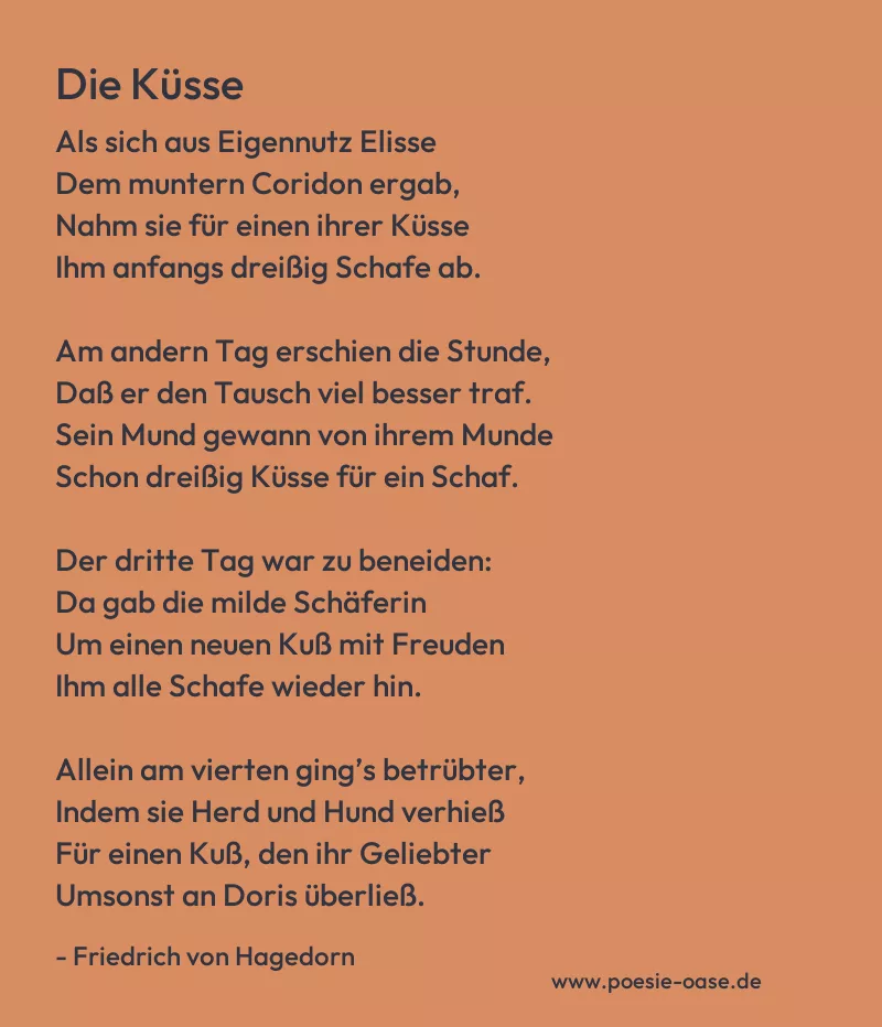 Gedicht: Die Küsse von Friedrich von Hagedorn