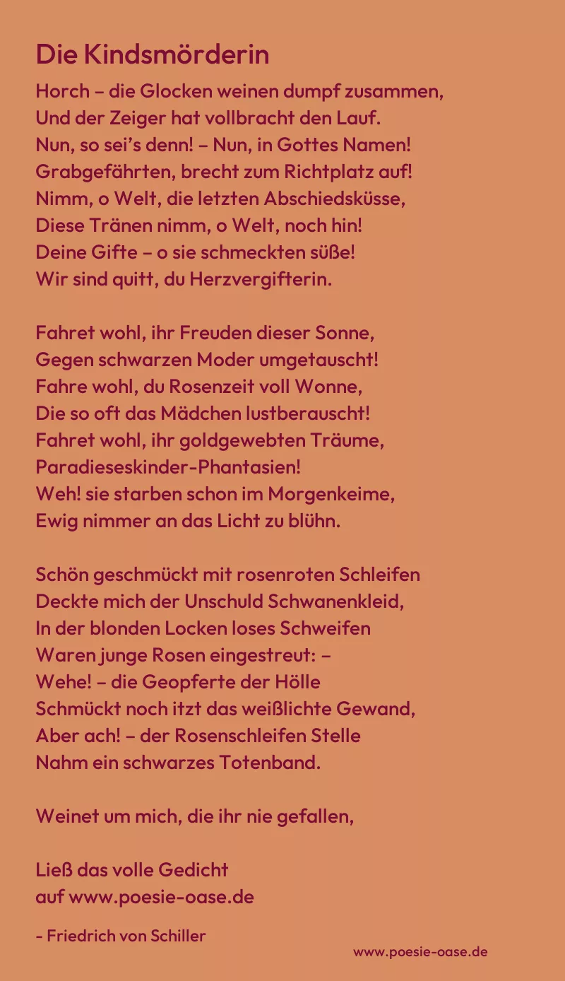 Gedicht: Die Kindsmörderin von Friedrich von Schiller