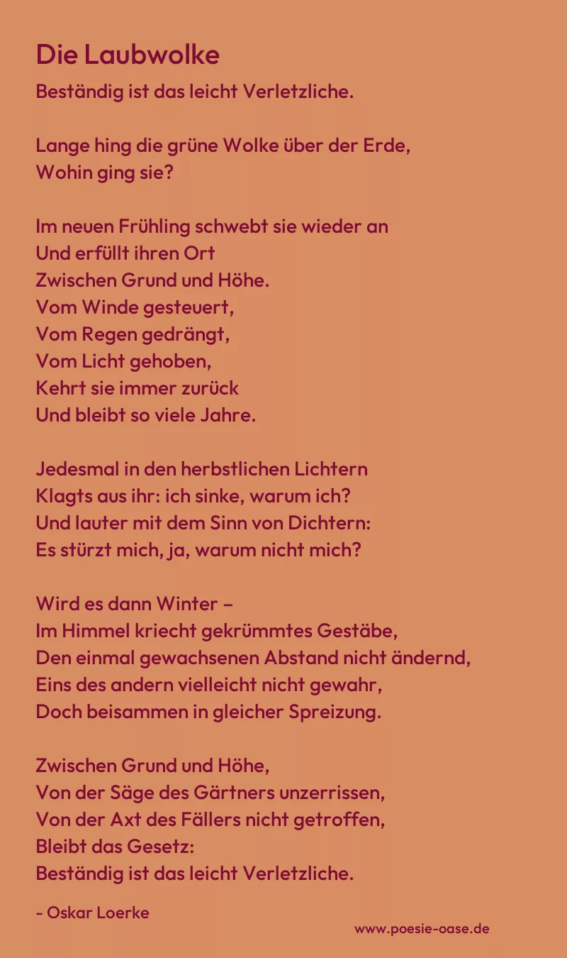 Gedicht: Die Laubwolke von Oskar Loerke
