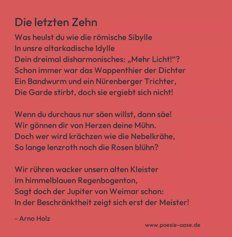 Gedicht: Die letzten Zehn von Arno Holz