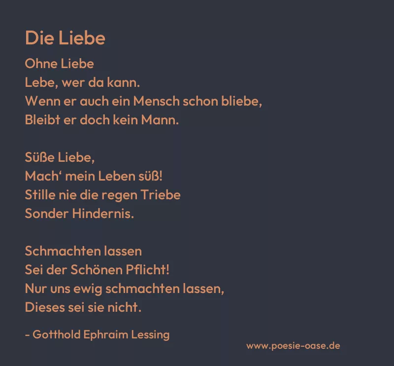 Gedicht: Die Liebe von Gotthold Ephraim Lessing