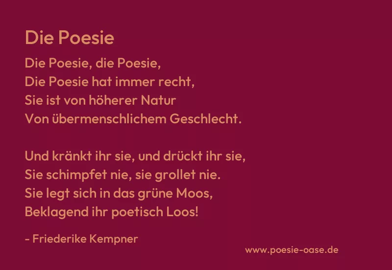 Gedicht: Die Poesie von Friederike Kempner
