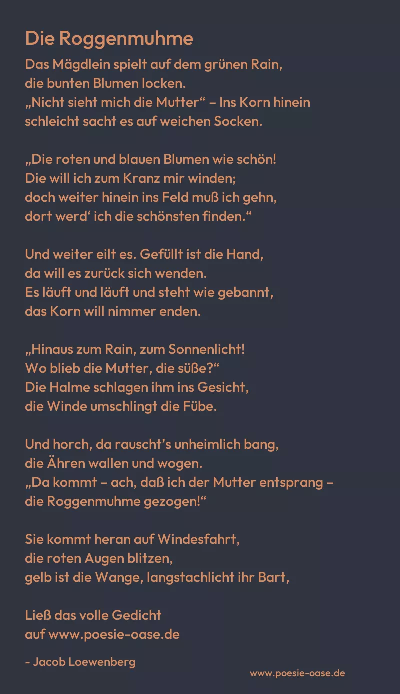 Gedicht: Die Roggenmuhme von Jacob Loewenberg