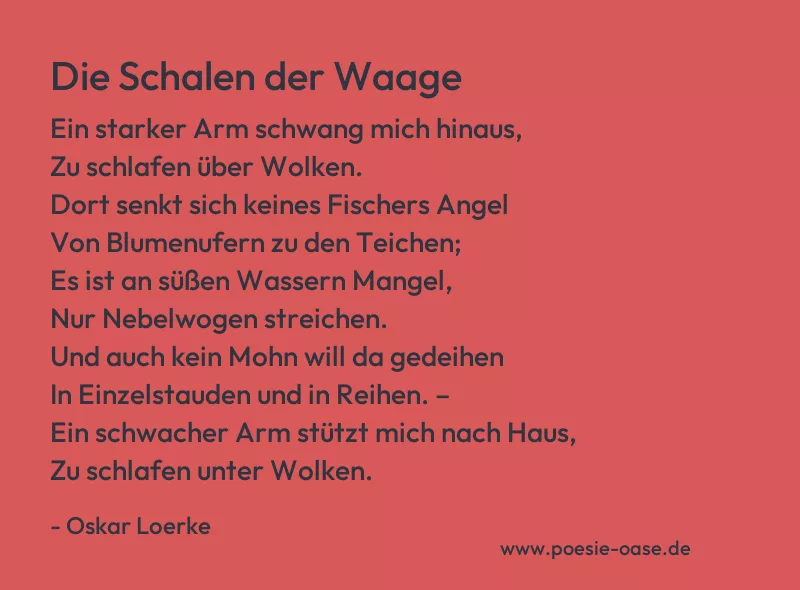 Gedicht: Die Schalen der Waage von Oskar Loerke