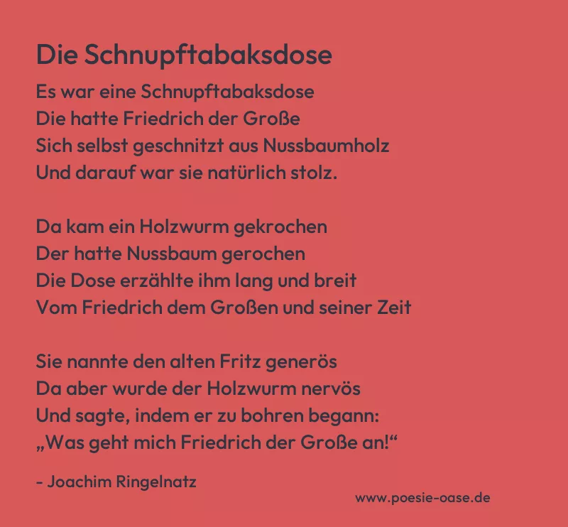Gedicht: Die Schnupftabaksdose von Joachim Ringelnatz