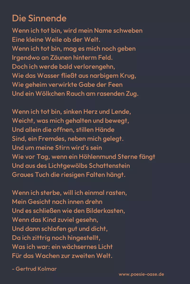 Gedicht: Die Sinnende von Gertrud Kolmar