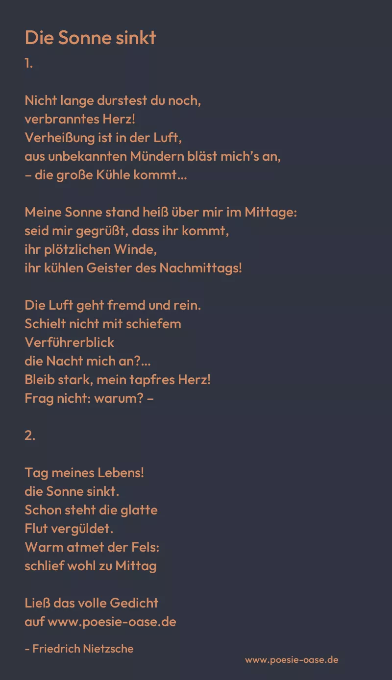 Gedicht: Die Sonne sinkt von Friedrich Nietzsche