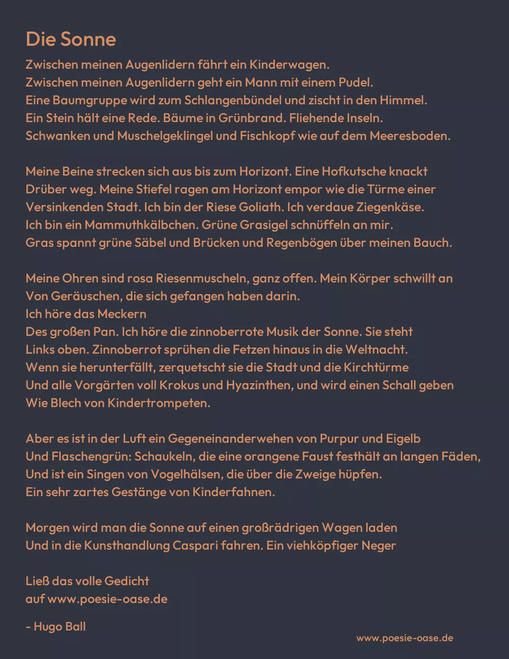 Gedicht: Die Sonne von Hugo Ball