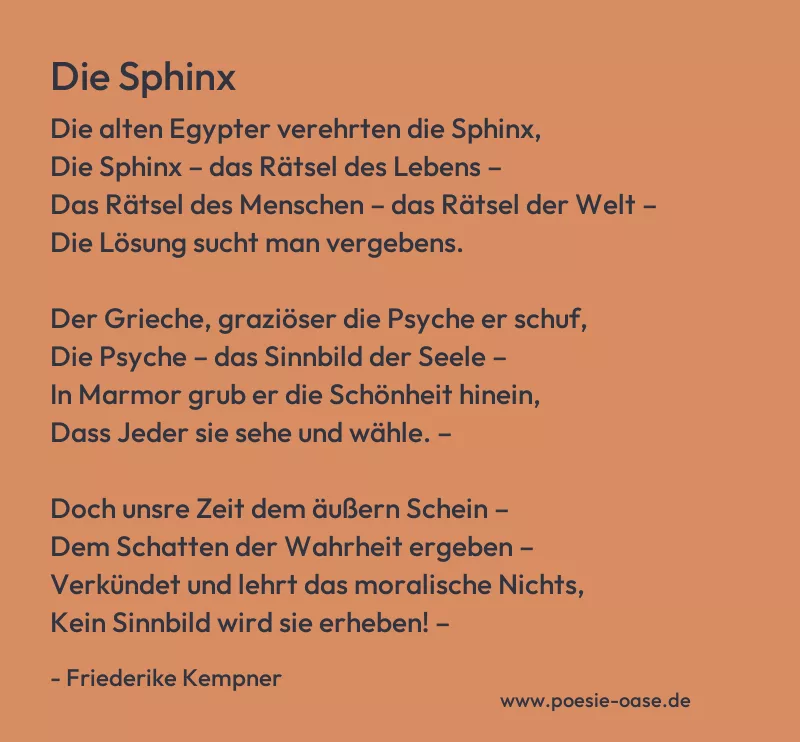 Gedicht: Die Sphinx von Friederike Kempner