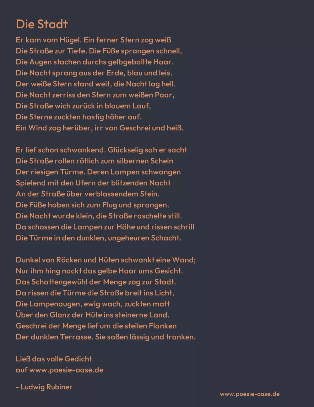 Gedicht: Die Stadt von Ludwig Rubiner
