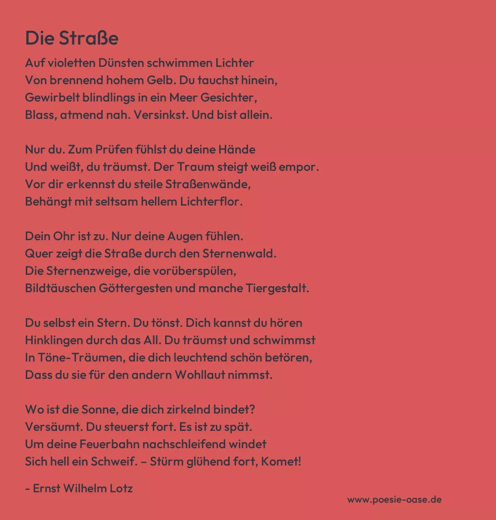 Gedicht: Die Straße von Ernst Wilhelm Lotz