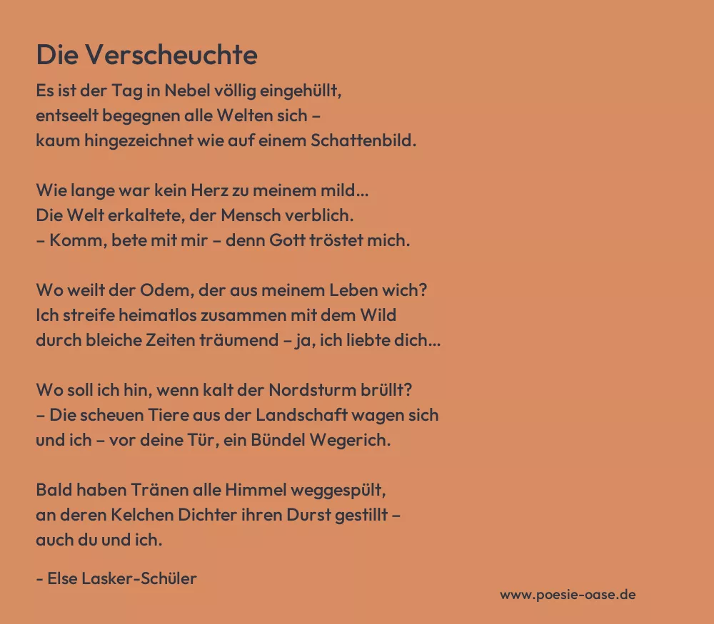 Gedicht: Die Verscheuchte von Else Lasker-Schüler