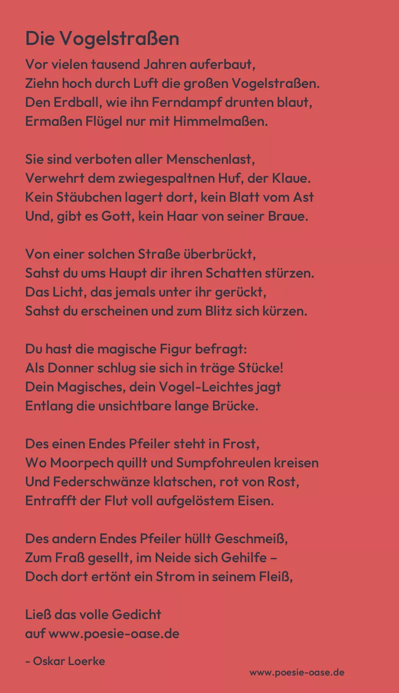 Gedicht: Die Vogelstraßen von Oskar Loerke