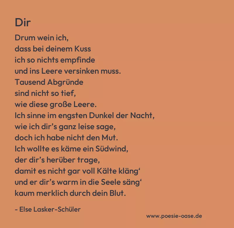 Gedicht: Dir von Else Lasker-Schüler