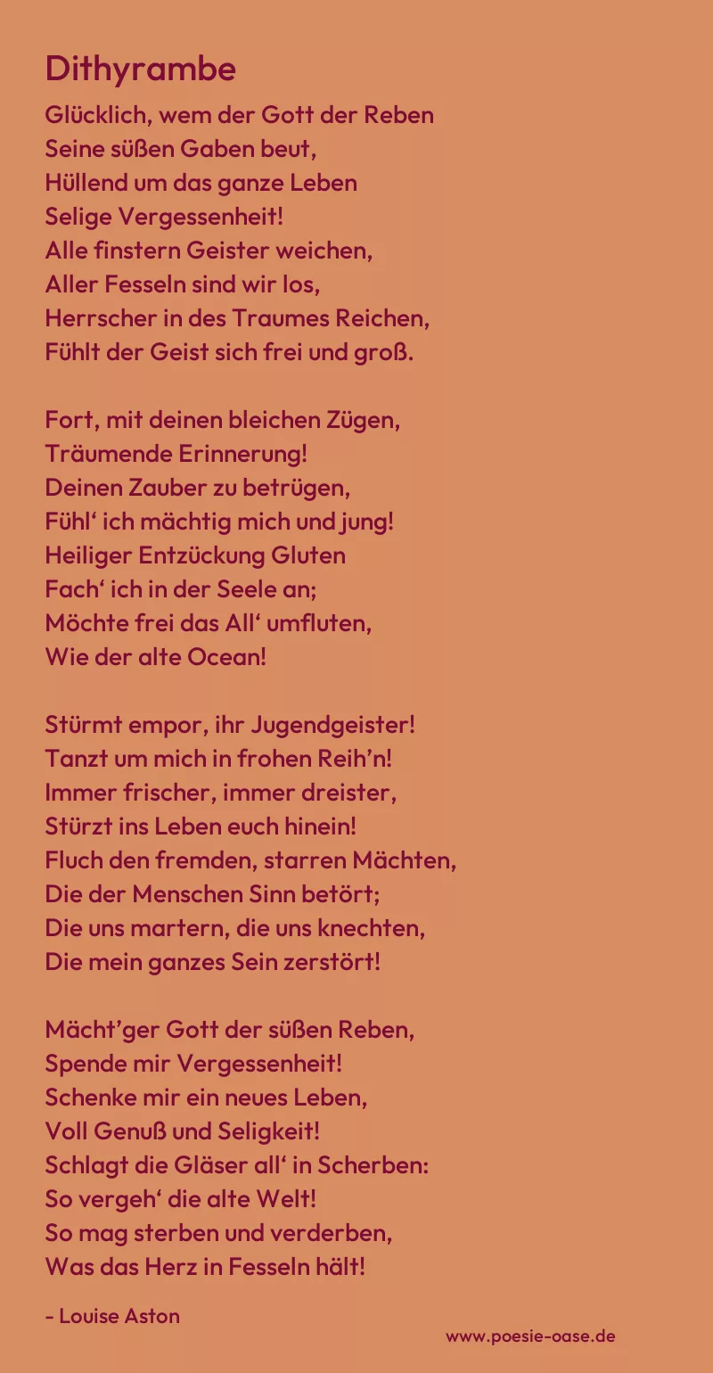 Gedicht: Dithyrambe von Louise Aston
