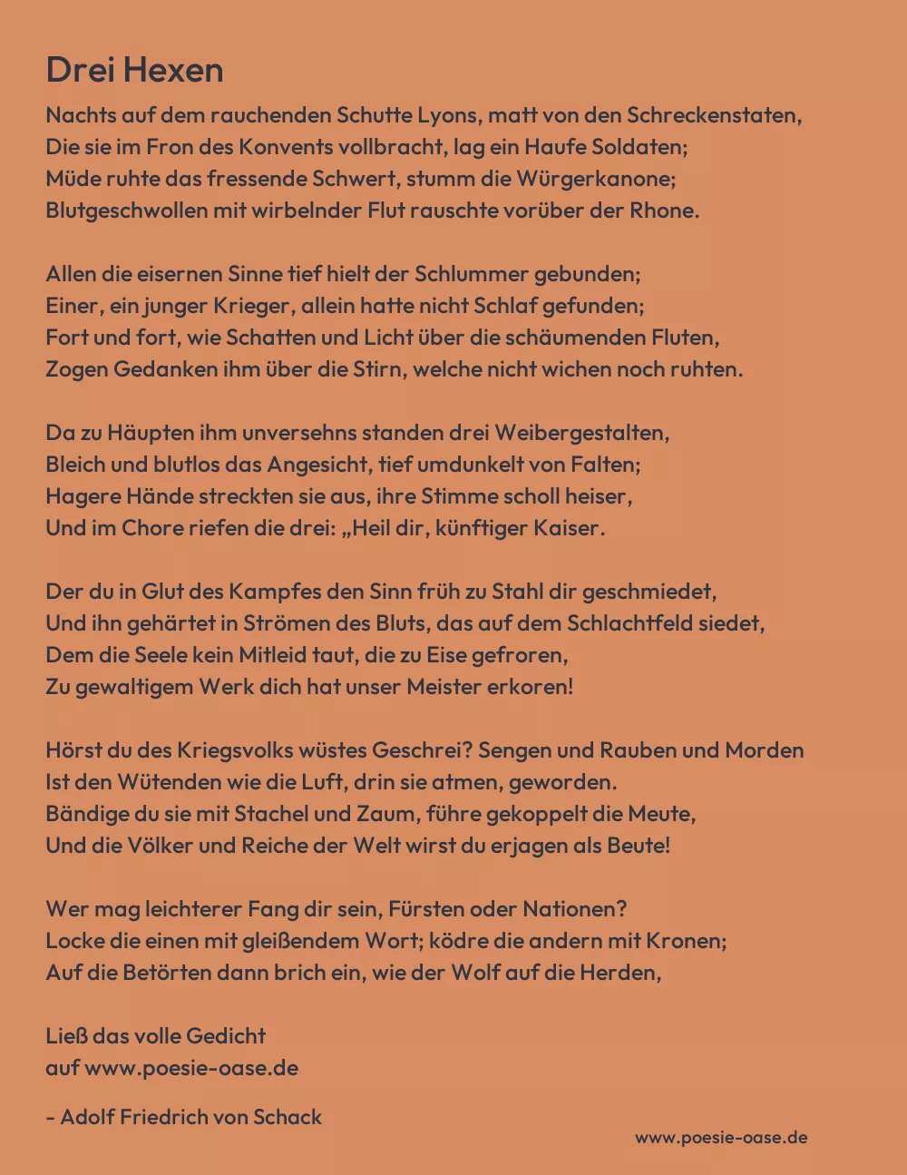 Gedicht: Drei Hexen von Adolf Friedrich von Schack