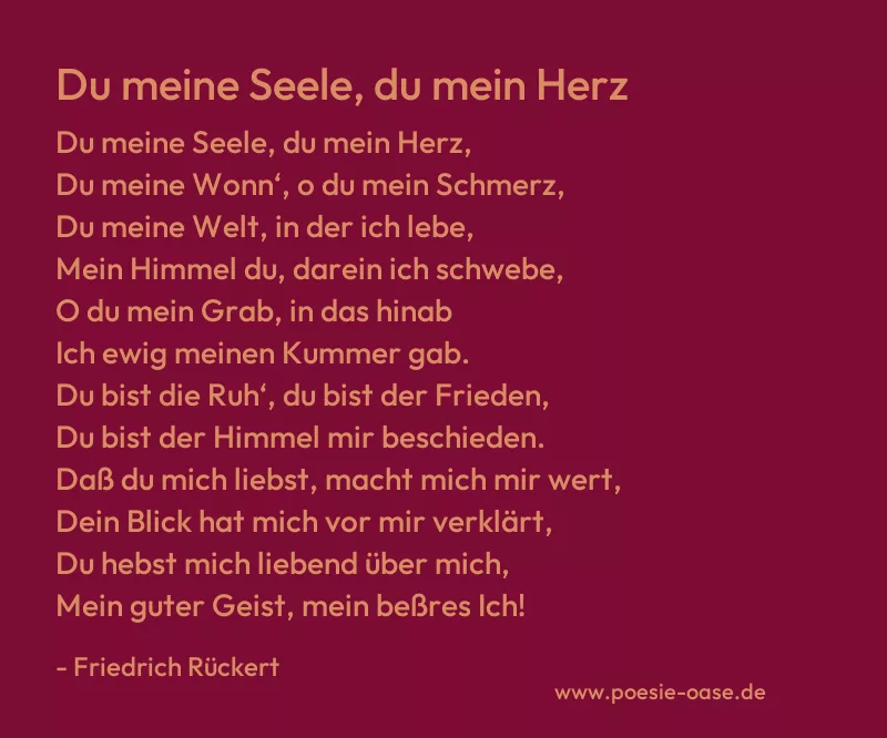 Gedicht: Du meine Seele, du mein Herz von Friedrich Rückert