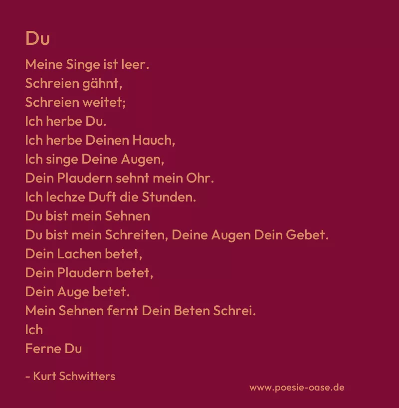 Gedicht: Du von Kurt Schwitters