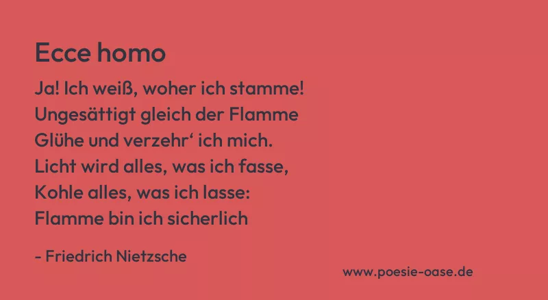 Gedicht: Ecce homo von Friedrich Nietzsche