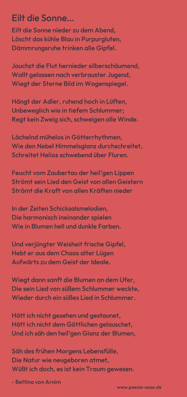 Eilt die Sonne…
