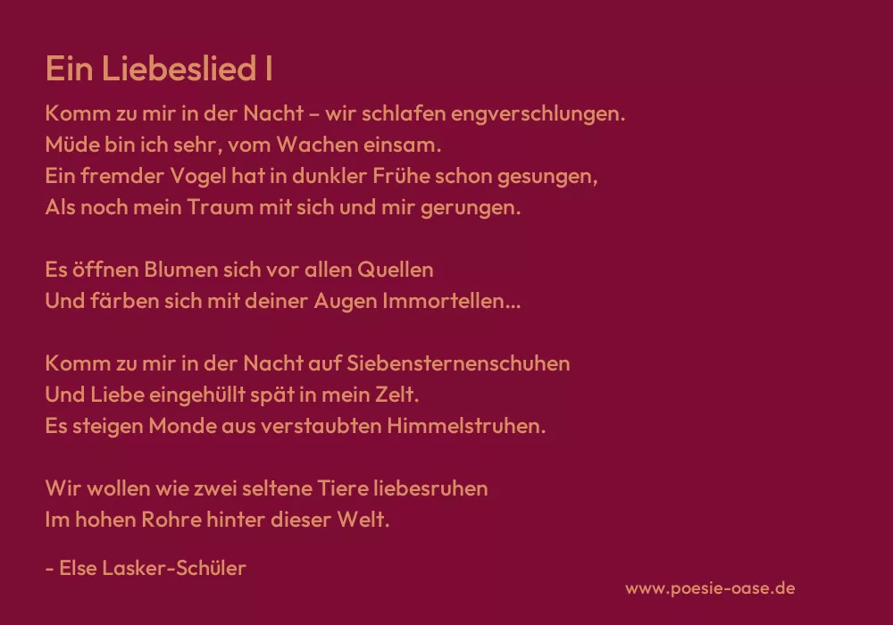 Gedicht: Ein Liebeslied I von Else Lasker-Schüler