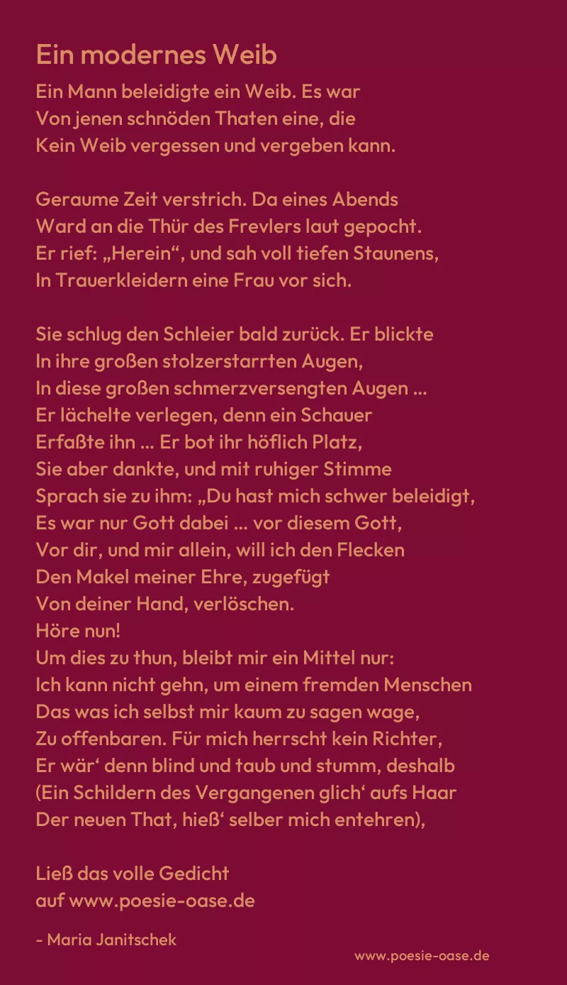 Gedicht: Ein modernes Weib von Maria Janitschek