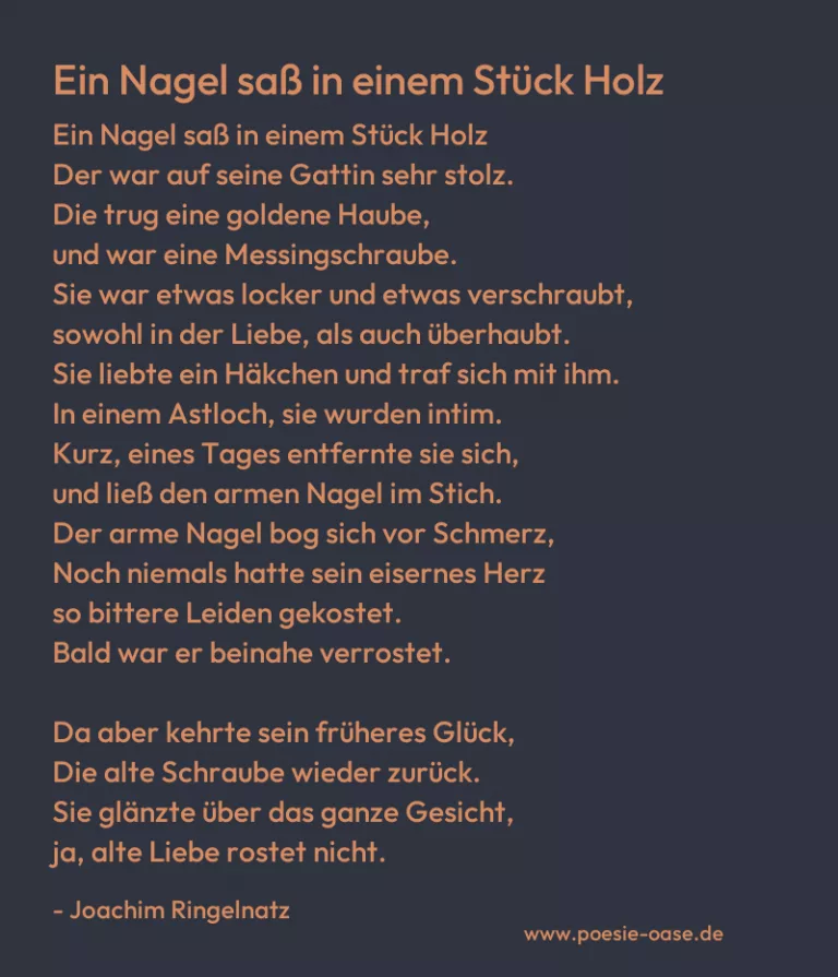 Ein Nagel saß in einem Stück Holz