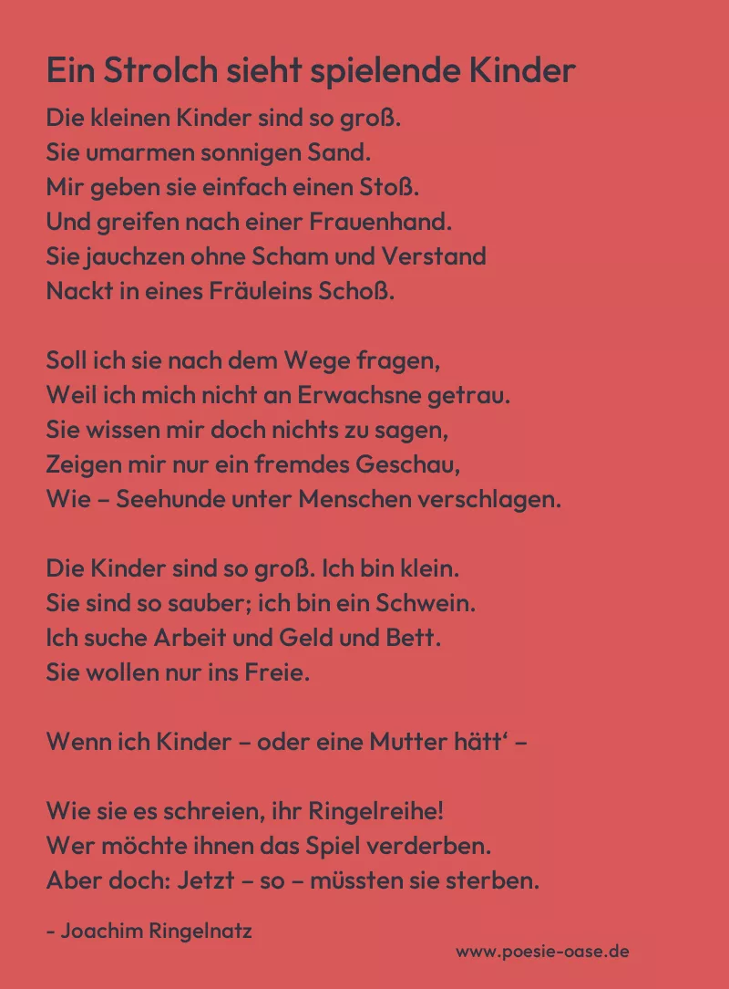 Gedicht: Ein Strolch sieht spielende Kinder von Joachim Ringelnatz