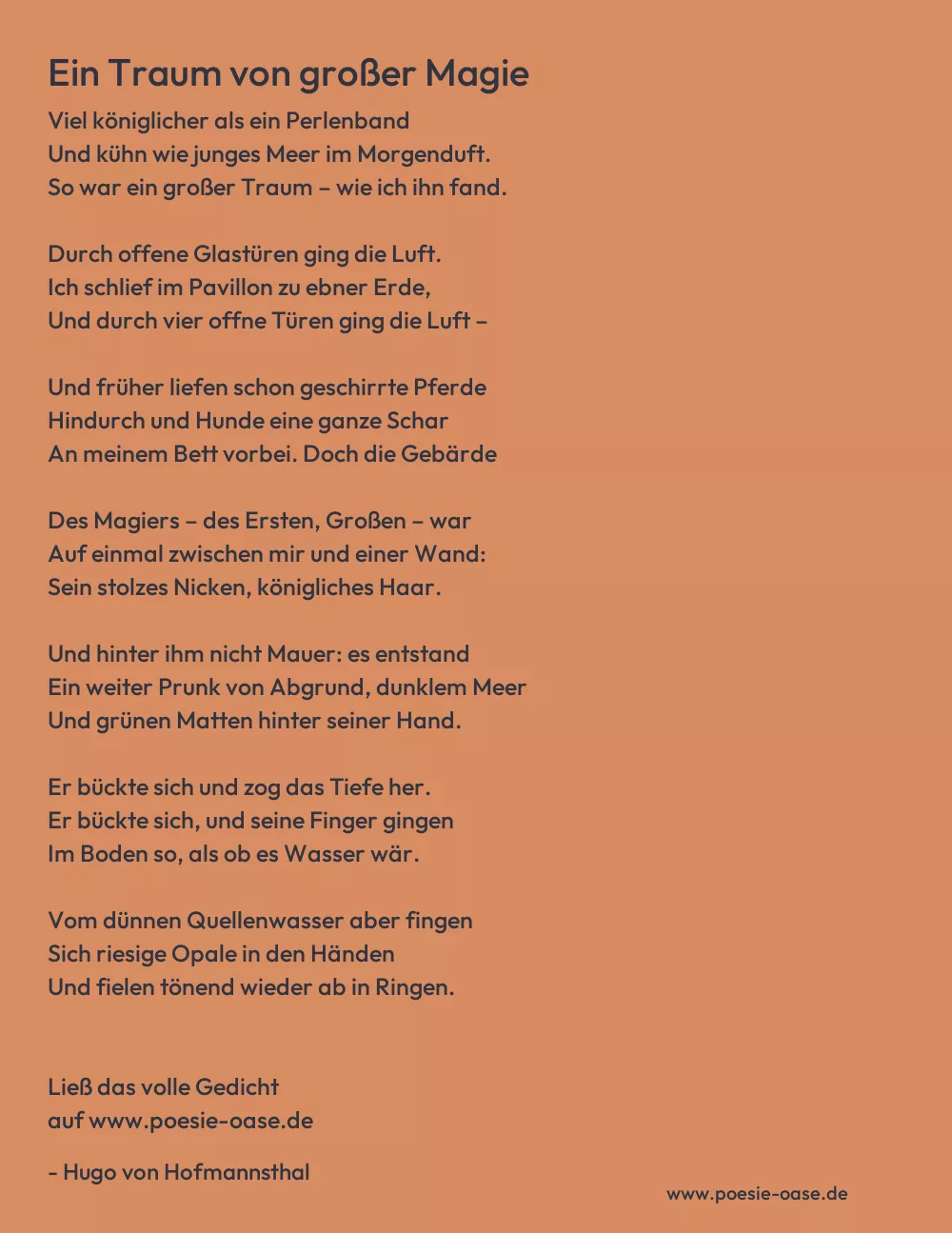 Gedicht: Ein Traum von großer Magie von Hugo von Hofmannsthal