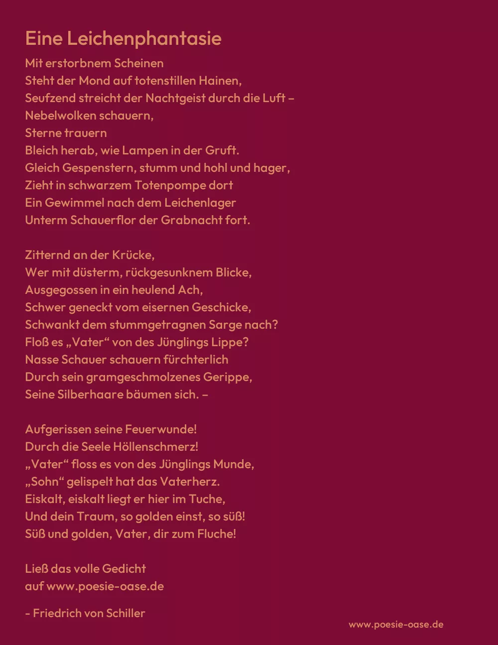 Gedicht: Eine Leichenphantasie von Friedrich von Schiller
