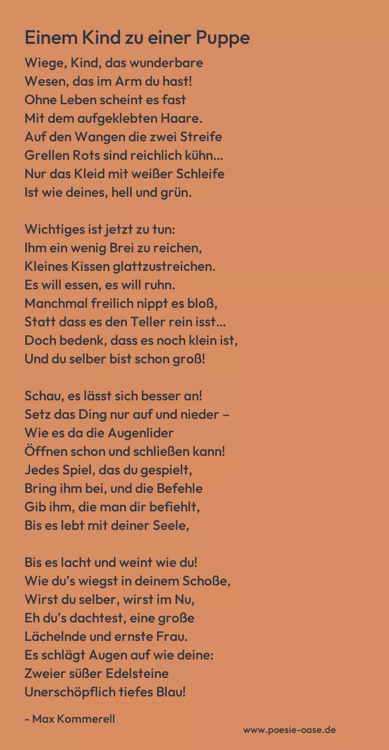 Gedicht: Einem Kind zu einer Puppe von Max Kommerell