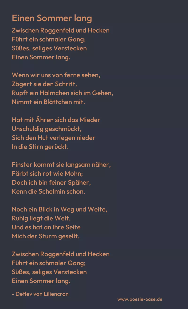 Gedicht: Einen Sommer lang von Detlev von Liliencron