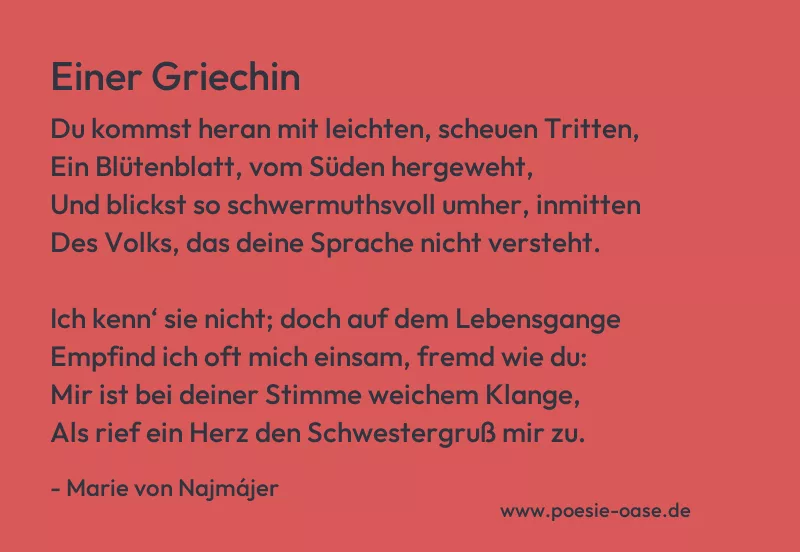 Gedicht: Einer Griechin von Marie von Najmájer