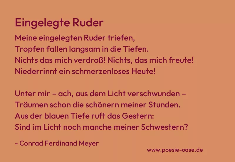 Gedicht: Eingelegte Ruder von Conrad Ferdinand Meyer