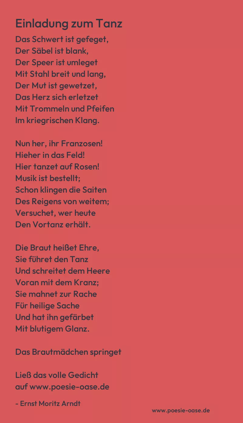 Gedicht: Einladung zum Tanz von Ernst Moritz Arndt
