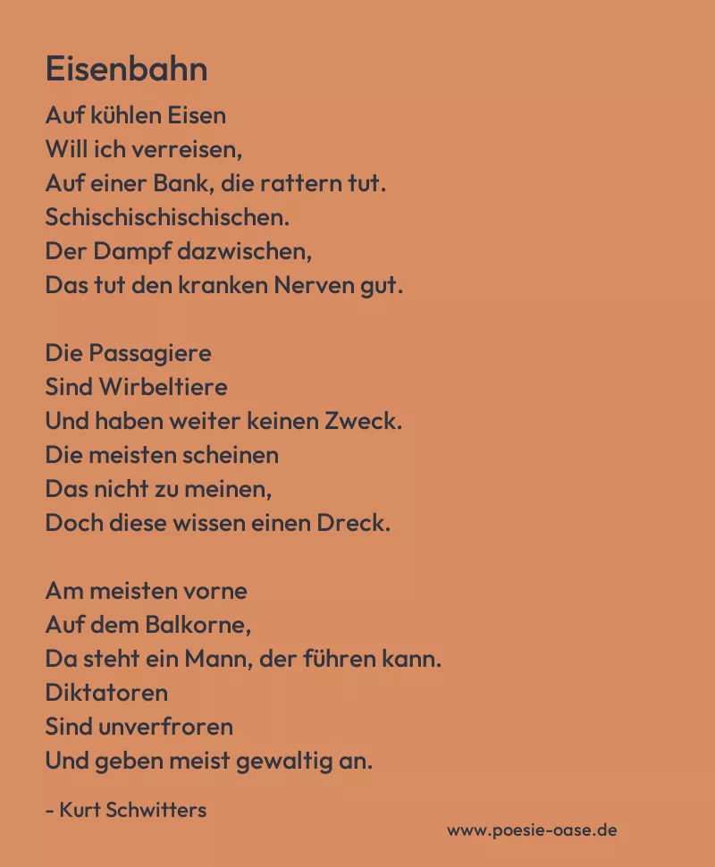 Gedicht: Eisenbahn von Kurt Schwitters