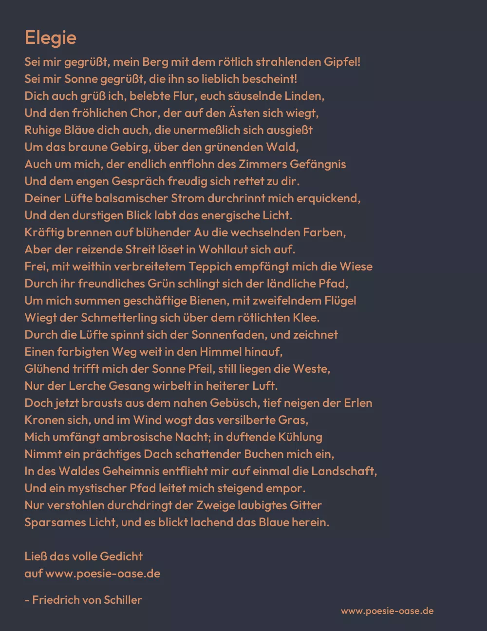 Gedicht: Elegie von Friedrich von Schiller
