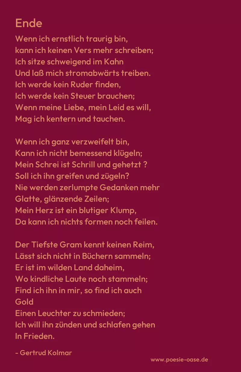 Gedicht: Ende von Gertrud Kolmar