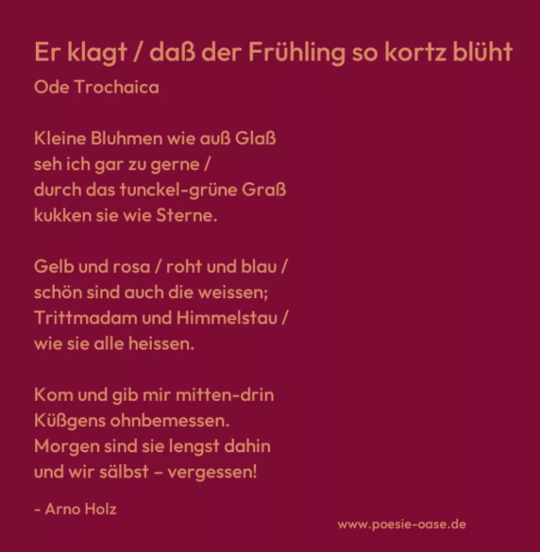 Er klagt / daß der Frühling so kortz blüht
