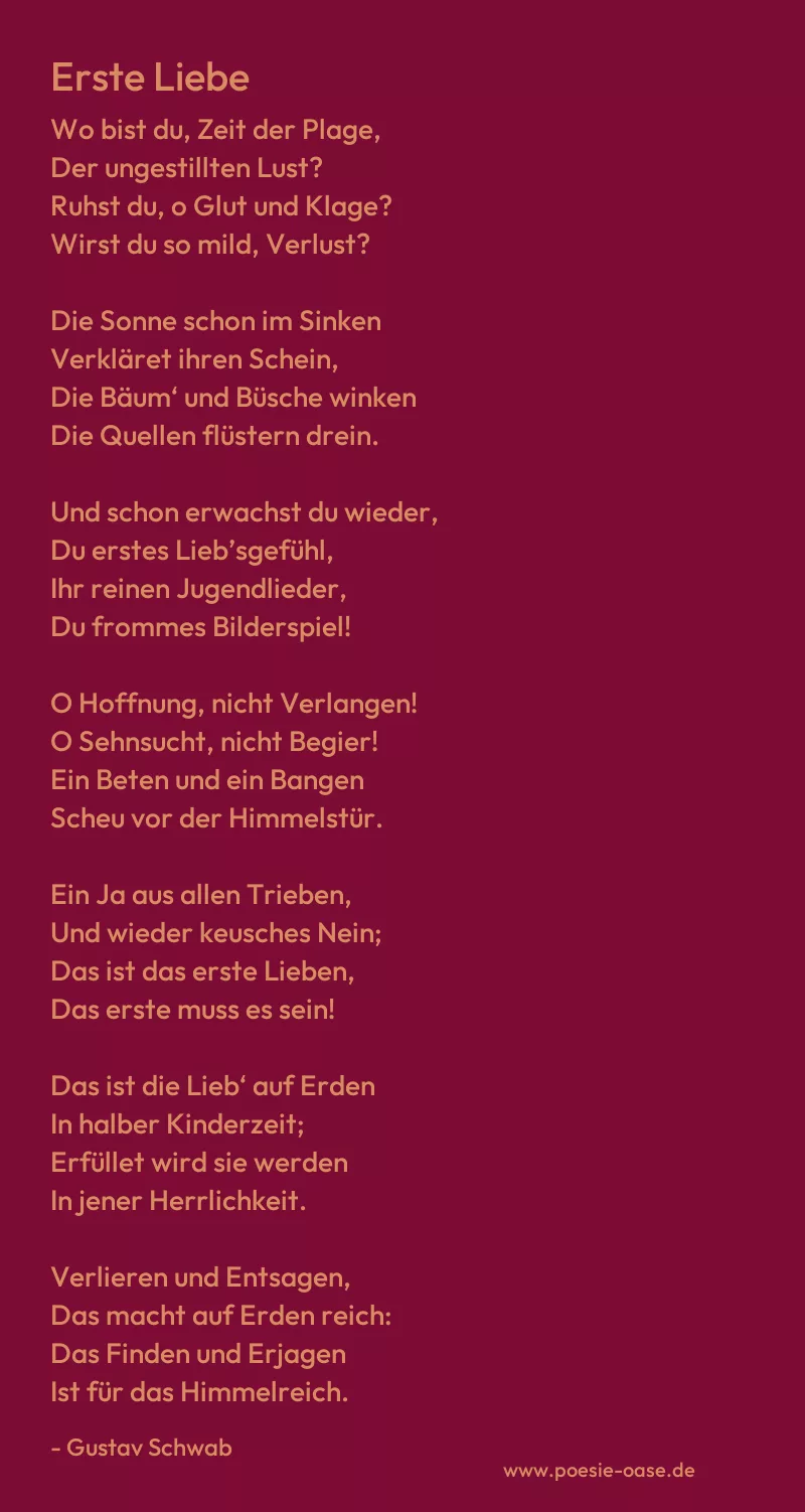 Gedicht: Erste Liebe von Gustav Schwab