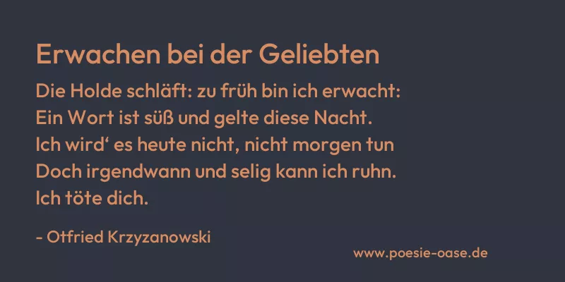 Gedicht: Erwachen bei der Geliebten von Otfried Krzyzanowski