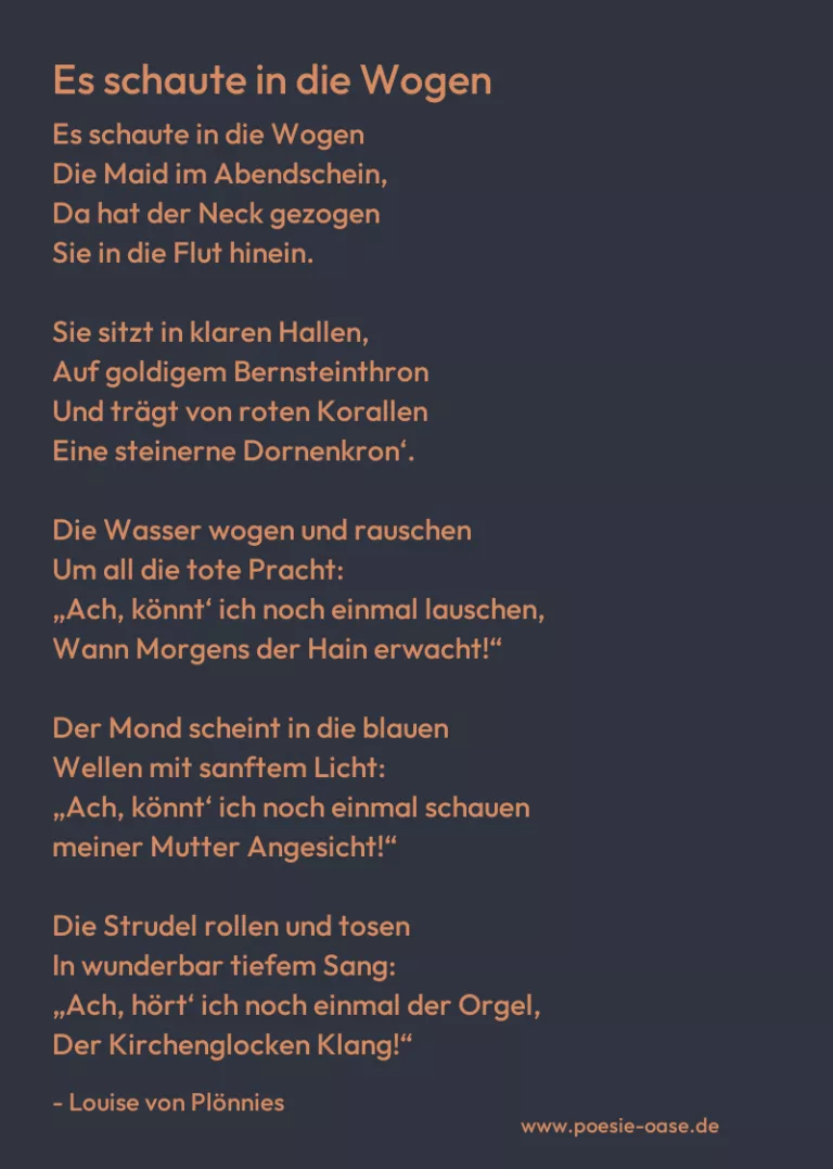 Es schaute in die Wogen