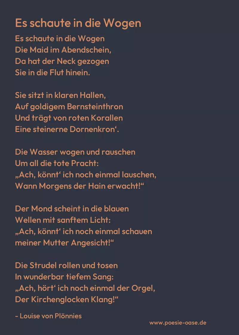 Gedicht: Es schaute in die Wogen von Louise von Plönnies