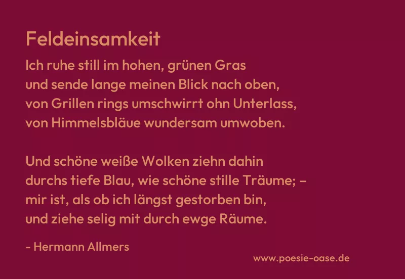 Gedicht: Feldeinsamkeit von Hermann Allmers