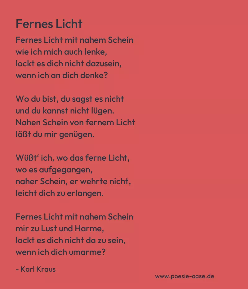 Gedicht: Fernes Licht von Karl Kraus