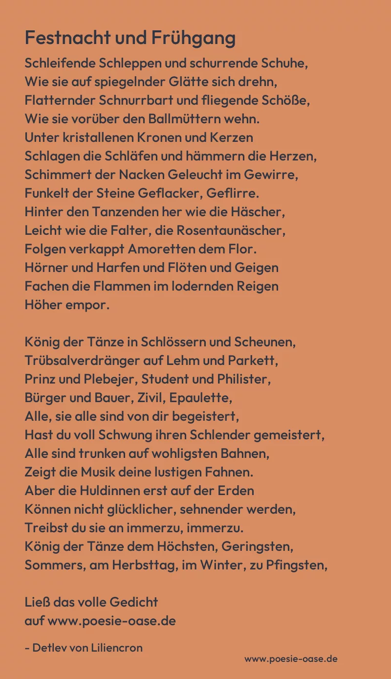 Gedicht: Festnacht und Frühgang von Detlev von Liliencron