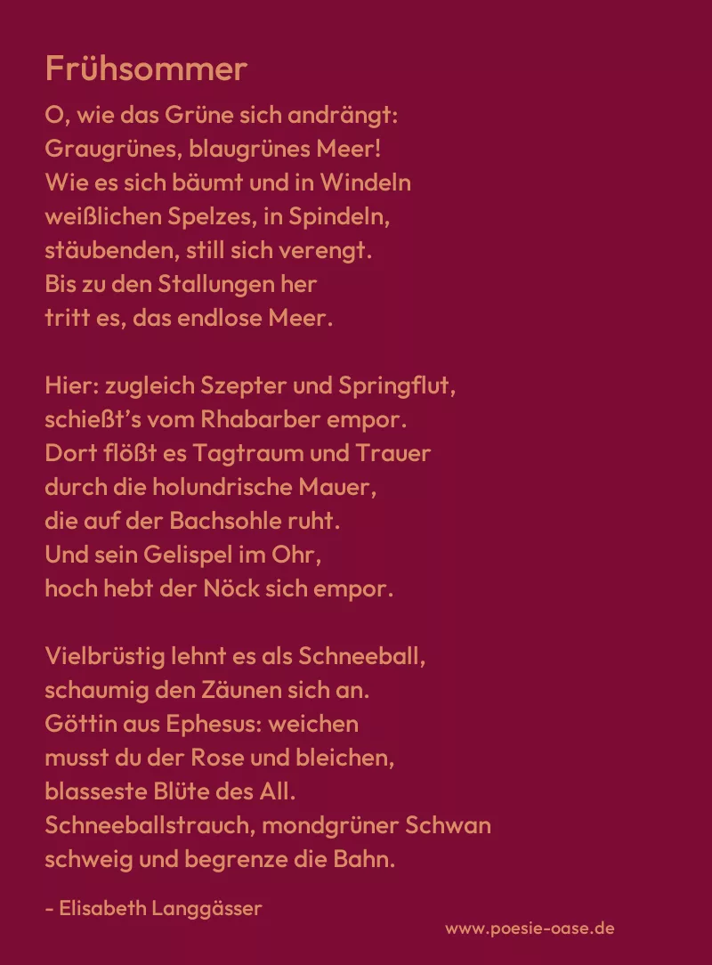 Gedicht: Frühsommer von Elisabeth Langgässer